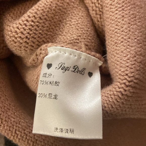 Sagi Dolls Lnit Popover Sweater Sz S Camel Tie - Picture 5 of 7